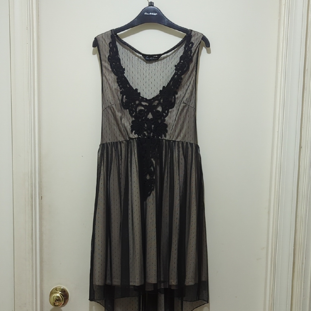 Miss Selfridge Sheer Black Lace Mini Dress